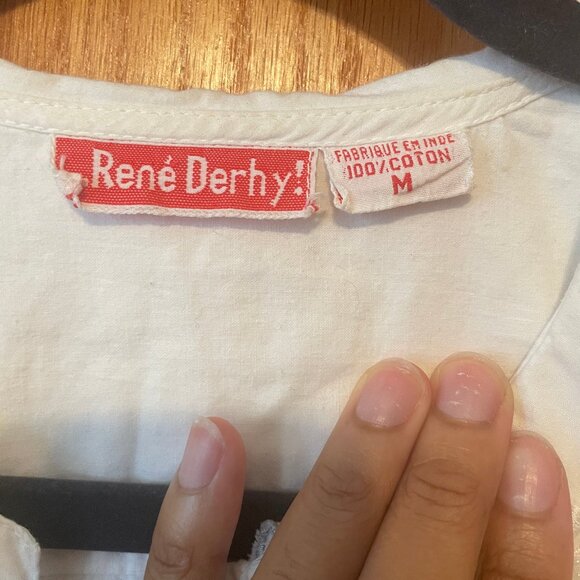 French vintage cotton blouse with oversized embroidered collar, cuffs and puff s - Picture 6 of 6